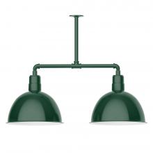  MSD117-42-W16-L13 - 16" Deep Bowl shade, 2-light LED Stem Hung Pendant with wire grill, Forest Green