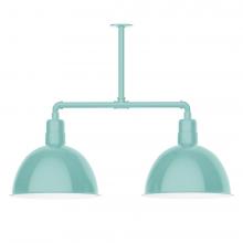  MSD117-48-W16-L13 - 16" Deep Bowl shade, 2-light LED Stem Hung Pendant with wire grill, Sea Green