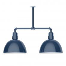  MSD117-50-W16-L13 - 16" Deep Bowl shade, 2-light LED Stem Hung Pendant with wire grill, Navy