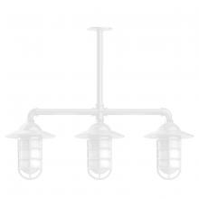 Montclair Light Works MSK052-44 - Vaportite, Style A shade, 3-light stem hung pendant with clear glass and cast guard, White