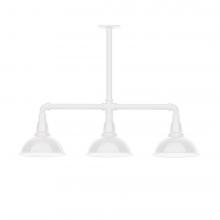  MSK105-44-L10 - 8" Cafe shade, 3-light LED Stem Hung Pendant, White