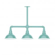  MSK105-48-L10 - 8" Cafe shade, 3-light LED Stem Hung Pendant, Sea Green