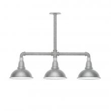  MSK105-49-L10 - 8" Cafe shade, 3-light LED Stem Hung Pendant Painted Galvanized