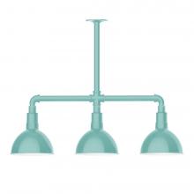  MSK114-48-T48-L10 - 8" Deep Bowl shade, 3-light LED Stem Hung Pendant, Sea Green