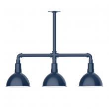 Montclair Light Works MSK114-50 - 8" Deep Bowl shade, 3-light stem hung pendant, Navy