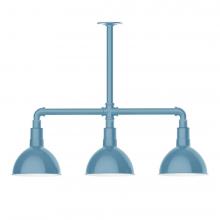  MSK114-54-T48-L10 - 8" Deep Bowl shade, 3-light LED Stem Hung Pendant, Light Blue