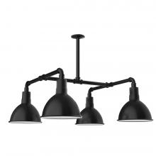  MSP115-41-W10-L12 - 10" Deep Bowl shade, 4-light LED Stem Hung Pendant with wire grill, Black