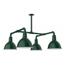  MSP115-42-T48-L12 - 10" Deep Bowl shade, 4-light LED Stem Hung Pendant, Forest Green