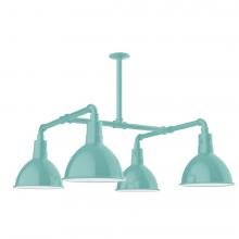  MSP115-48-W10-L12 - 10" Deep Bowl shade, 4-light LED Stem Hung Pendant with wire grill, Sea Green