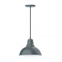  PEB106-40-C21-L12 - 12" Cafe shade, LED Pendant with white cord and canopy, Slate Gray