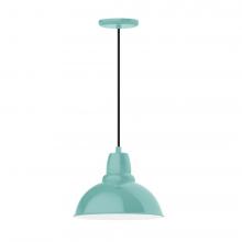  PEB106-48-L12 - 12" Cafe shade, LED Pendant with black cord and canopy, Sea Green