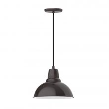  PEB106-51-C21-L12 - 12" Cafe shade, LED Pendant with white cord and canopy, Architectural Bronze