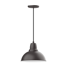 Montclair Light Works PEB106-57-C21 - 12" Cafe shade, pendant with white cord and canopy, Bronze Matte