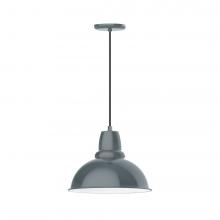  PEB107-40-C21-L13 - 14" Cafe shade, LED Pendant with white cord and canopy, Slate Gray