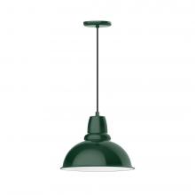  PEB107-42-C21-L13 - 14" Cafe shade, LED Pendant with white cord and canopy, Forest Green