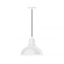  PEB107-44-C21-L13 - 14" Cafe shade, LED Pendant with white cord and canopy, White