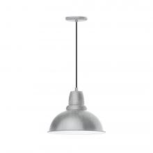  PEB107-49-C21-L13 - 14" Cafe shade, LED Pendant with white cord and canopy, Painted Galvanized