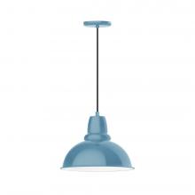  PEB107-54-L13 - 14" Cafe shade, LED Pendant with black cord and canopy, Light Blue