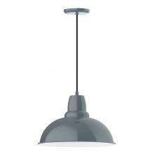  PEB108-40-C21-L13 - 16" Cafe shade, LED Pendant with white cord and canopy, Slate Gray