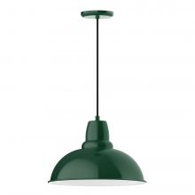  PEB108-42-C21-L13 - 16" Cafe shade, LED Pendant with white cord and canopy, Forest Green