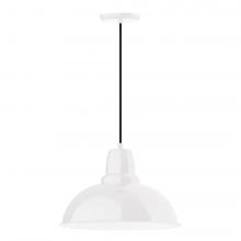  PEB108-44-L13 - 16" Cafe shade, LED Pendant with black cord and canopy, White