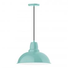  PEB108-48-C21-L13 - 16" Cafe shade, LED Pendant with white cord and canopy, Sea Green