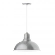  PEB108-49-L13 - 16" Cafe shade, LED Pendant with black cord and canopy, Painted Galvanized