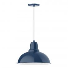  PEB108-50-C21-L13 - 16" Cafe shade, LED Pendant with white cord and canopy, Navy