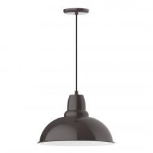  PEB108-51-C21-L13 - 16" Cafe shade, LED Pendant with white cord and canopy, Architectural Bronze