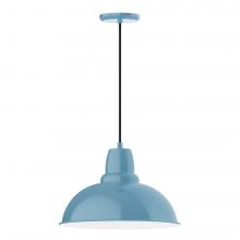  PEB108-54-C21-L13 - 16" Cafe shade, LED Pendant with white cord and canopy, Light Blue