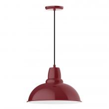  PEB108-55-C21-L13 - 16" Cafe shade, LED Pendant with white cord and canopy, Barn Red