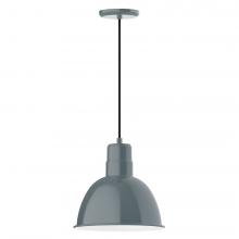  PEB116-40-L12 - 12" Deep Bowl shade, LED Pendant with black cord and canopy, Slate Gray