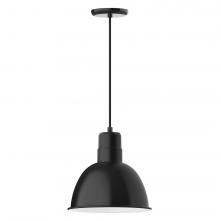  PEB116-41-C21-L12 - 12" Deep Bowl shade, LED Pendant with white cord and canopy, Black