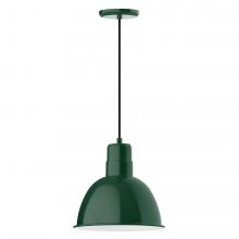  PEB116-42-L12 - 12" Deep Bowl shade, LED Pendant with black cord and canopy, Forest Green