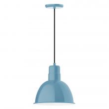  PEB116-54-C21-L12 - 12" Deep Bowl shade, LED Pendant with white cord and canopy, Light Blue