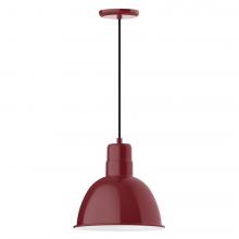  PEB116-55-L12 - 12" Deep Bowl shade, LED Pendant with black cord and canopy, Barn Red