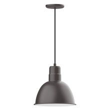 Montclair Light Works PEB116-57-C21 - 12" Deep Bowl shade, pendant with white cord and canopy, Bronze Matte