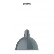  PEB117-40-L13 - 16" Deep Bowl shade, LED Pendant with black cord and canopy, Slate Gray