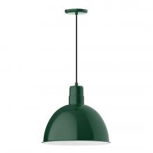  PEB117-42-L13 - 16" Deep Bowl shade, LED Pendant with black cord and canopy, Forest Green