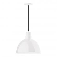  PEB117-44-L13 - 16" Deep Bowl shade, LED Pendant with black cord and canopy, White