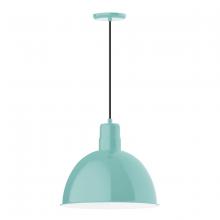 Montclair Light Works PEB117-48-C21 - 16" Deep Bowl shade, pendant with white cord and canopy, Sea Green