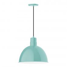  PEB117-48-L13 - 16" Deep Bowl shade, LED Pendant with black cord and canopy, Sea Green