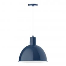  PEB117-50-L13 - 16" Deep Bowl shade, LED Pendant with black cord and canopy, Navy