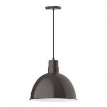  PEB117-51-C21-L13 - 16" Deep Bowl shade, LED Pendant with white cord and canopy, Architectural Bronze