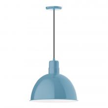  PEB117-54-L13 - 16" Deep Bowl shade, LED Pendant with black cord and canopy, Light Blue