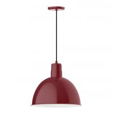  PEB117-55-L13 - 16" Deep Bowl shade, LED Pendant with black cord and canopy, Barn Red