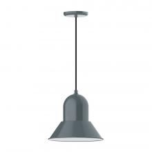 Montclair Light Works PEB123-40-L12 - 12" Prima shade, LED Pendant with black cord and canopy, Slate Gray