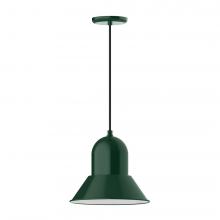 Montclair Light Works PEB123-42-C27-L12 - 12" Prima shade, LED Pendant with neutral argyle fabric cord and canopy, Forest Green