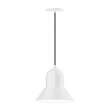 Montclair Light Works PEB123-44-C22-L12 - 12" Prima shade, LED Pendant with white and gray dot fabric cord and canopy, White