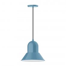 Montclair Light Works PEB123-54-L12 - 12" Prima shade, LED Pendant with black cord and canopy, Light Blue